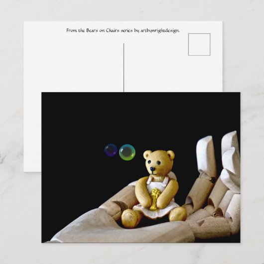 Teddy Bear in Hand die Bubbles ziet Briefkaart (Voorkant / Achterkant)