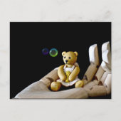 Teddy Bear in Hand die Bubbles ziet Briefkaart (Voorkant)