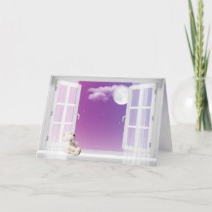 Teddy Bear in het raam aan je denken Feestdagen Kaart