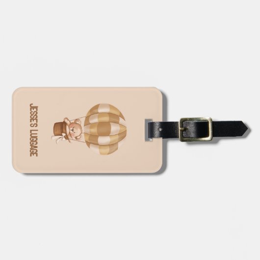 Teddy Bear in Hot Air Ballon Luggage/Dagverzorging Bagagelabel (Voorkant horizontaal)