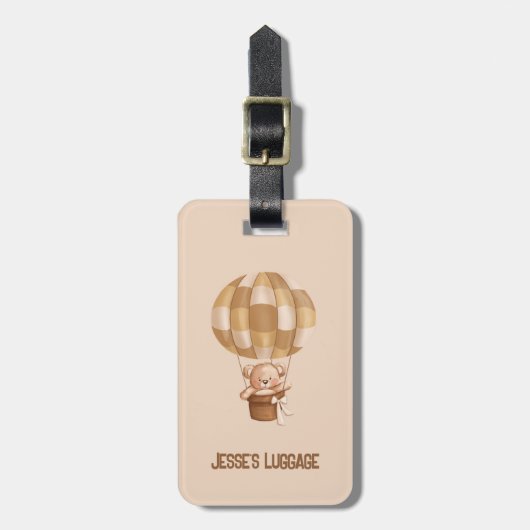 Teddy Bear in Hot Air Ballon Luggage/Dagverzorging Bagagelabel (Voorkant verticaal)