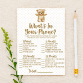 Teddy Bear in je Baby shower Game Briefpapier