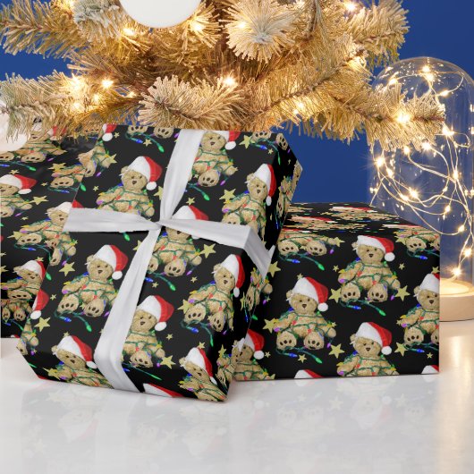 Teddy Bear in kerstlicht Cadeaupapier (Feestdagen)
