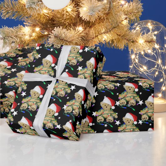 Teddy Bear in kerstlicht Cadeaupapier (Feestdagen)