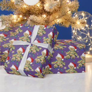 Teddy Bear in kerstlicht en sterren Cadeaupapier
