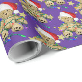 Teddy Bear in kerstlicht en sterren Cadeaupapier (Rol Hoek)