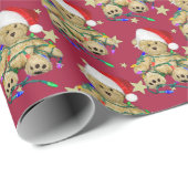 Teddy Bear in kerstlicht en sterren Cadeaupapier (Rol Hoek)
