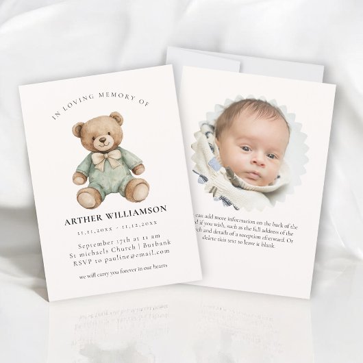 Teddy Bear "In Loving Memory" Child Memorial Card Kaart