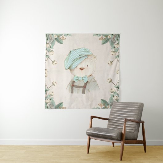 Teddy Bear in Pet Cute Sweet Schattig Whimsy Wandkleed (In situ)