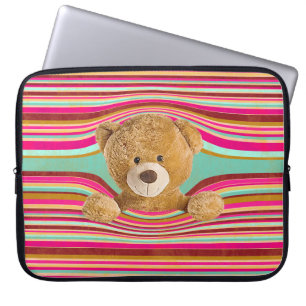 Teddy Bear in Stripes Laptop Sleeve