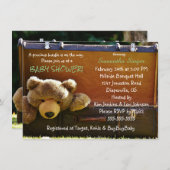 Teddy Bear in Suitcase Baby shower Invitation Aankondiging (Voorkant / Achterkant)