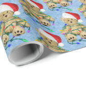 Teddy Bear in Tangled kerstlampjes Cadeaupapier (Rol Hoek)