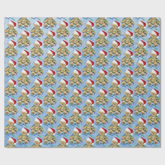 Teddy Bear in Tangled kerstlampjes Cadeaupapier (Vlak)