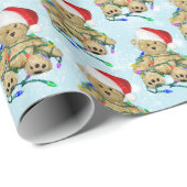Teddy Bear in Tangled kerstlampjes Cadeaupapier (Rol Hoek)