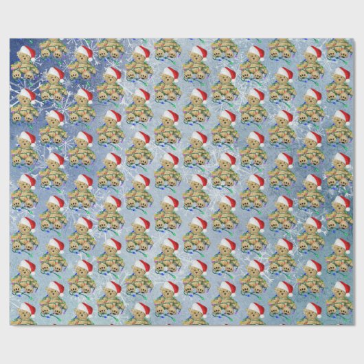 Teddy Bear in Tangled kerstlampjes Cadeaupapier (Vlak)