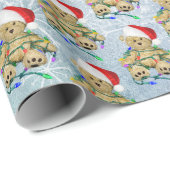 Teddy Bear in Tangled kerstlampjes Cadeaupapier (Rol Hoek)