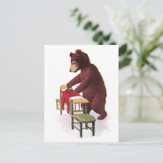 Teddy Bear Irons Clothes Briefkaart (Staand voorkant)
