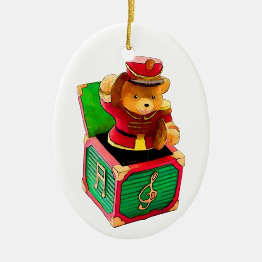 Teddy Bear JAck in de doos Keramisch Ornament (Voorkant)
