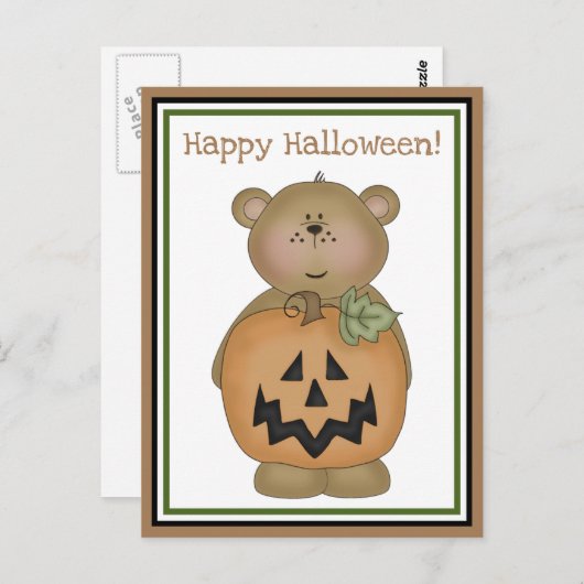 Teddy Bear Jack O'Lantern Briefkaart (Voorkant / Achterkant)