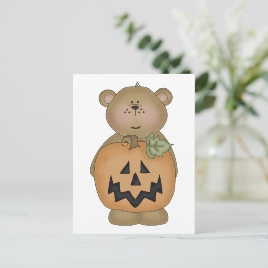 Teddy Bear Jack O'Lantern Briefkaart (Staand voorkant)
