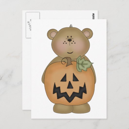 Teddy Bear Jack O'Lantern Briefkaart (Voorkant / Achterkant)