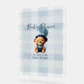 Teddy Bear Jean Baby shower Blue Acryl Bord (Hoek)