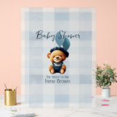 Teddy Bear Jean Baby shower Blue Acryl Bord (Huwelijk)