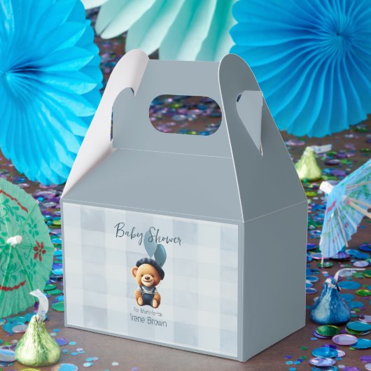 Teddy Bear Jean Baby shower Blue Bedankdoosjes (Feest)