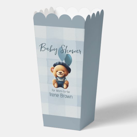 Teddy Bear Jean Baby shower Blue Bedankdoosjes (Voorkant)