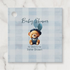 Teddy Bear Jean Baby shower Blue Bedankjes Labels