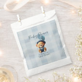 Teddy Bear Jean Baby shower Blue Bedankzakje (Geknipt)