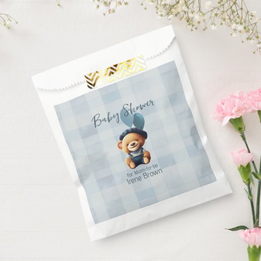 Teddy Bear Jean Baby shower Blue Bedankzakje (Gezegeld)