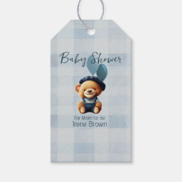 Teddy Bear Jean Baby shower Blue Cadeaulabel
