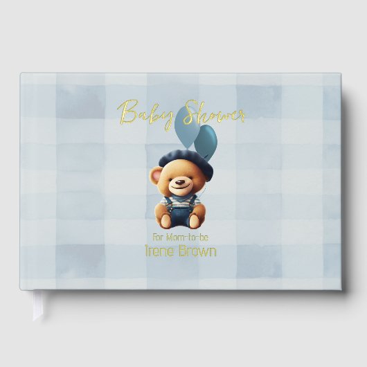 Teddy Bear Jean Baby shower Blue Gastenboek (Voorkant)