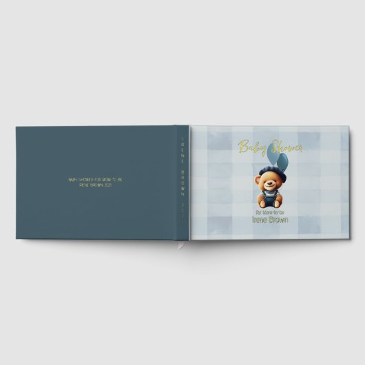 Teddy Bear Jean Baby shower Blue Gastenboek (Volledig)