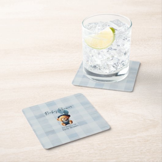 Teddy Bear Jean Baby shower Blue Kartonnen Onderzetters (Insitu)