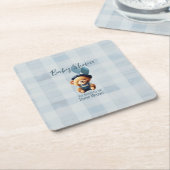 Teddy Bear Jean Baby shower Blue Kartonnen Onderzetters (Schuin)