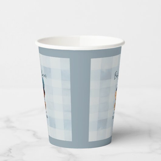 Teddy Bear Jean Baby shower Blue Papieren Bekers (Links)