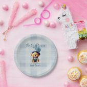Teddy Bear Jean Baby shower Blue Papieren Bordje (Feest)