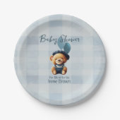 Teddy Bear Jean Baby shower Blue Papieren Bordje (Voorkant)