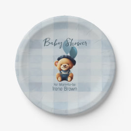 Teddy Bear Jean Baby shower Blue Papieren Bordje