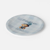 Teddy Bear Jean Baby shower Blue Papieren Bordje (Gekanteld)