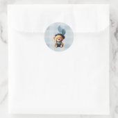 Teddy Bear Jean Baby shower Blue Ronde Sticker (Tas)
