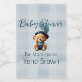 Teddy Bear Jean Baby shower Blue Voedselcontainer Etiket (Enkel label)