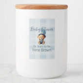 Teddy Bear Jean Baby shower Blue Voedselcontainer Etiket (Voorkant)