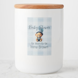Teddy Bear Jean Baby shower Blue Voedselcontainer Etiket