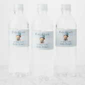 Teddy Bear Jean Baby shower Blue Waterfles Etiket (Flessen)