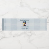 Teddy Bear Jean Baby shower Blue Waterfles Etiket (Enkel label)