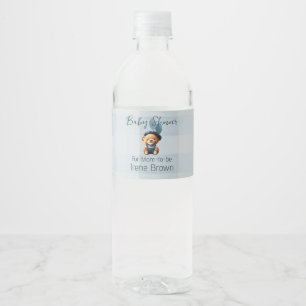 Teddy Bear Jean Baby shower Blue Waterfles Etiket