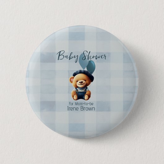 Teddy Bear Jean Baby shower Button (Voorkant)
